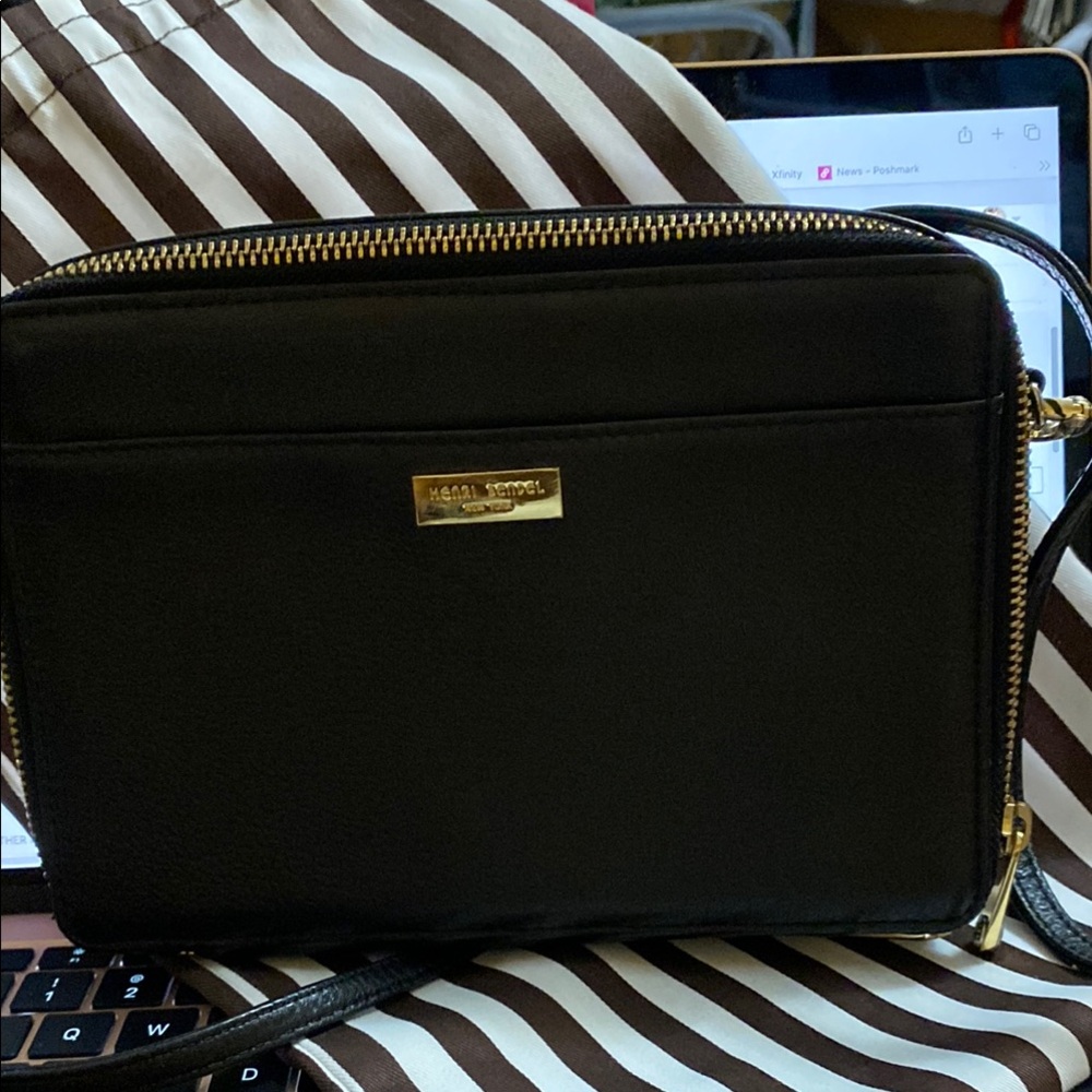 Henri Bendel Black Tablet Bag Sleek Structured Design Crossbody Bag